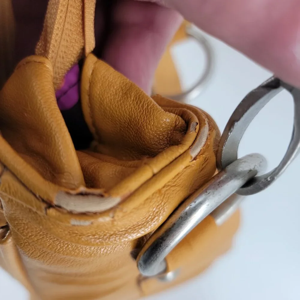 Cheeky Lime Mustard Leather Camera Bag | Braided Handles | Adjustable Dividers - Picture 10 of 12